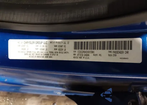 2012 Dodge Avenger Se z USA, uszkodzony, nr VIN 1C3CDZAG4CN315901